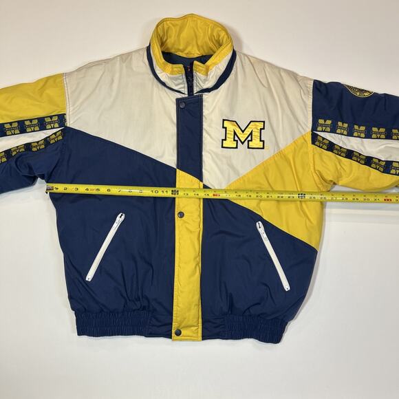 Vintage 90s Pro Player Michigan Wolverines Puffer Jacket Men’s XL Full Zip Blue - Picture 9 of 15